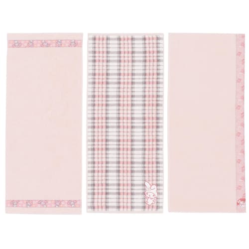 [.co.jp Exclusive] Towel Laboratory Sanrio Characters #meet My Melody Face Towels, 3-Piece Set, Fluffy, Fast-Absorbent, 100% Cotton, Low-Pilling, Sanr