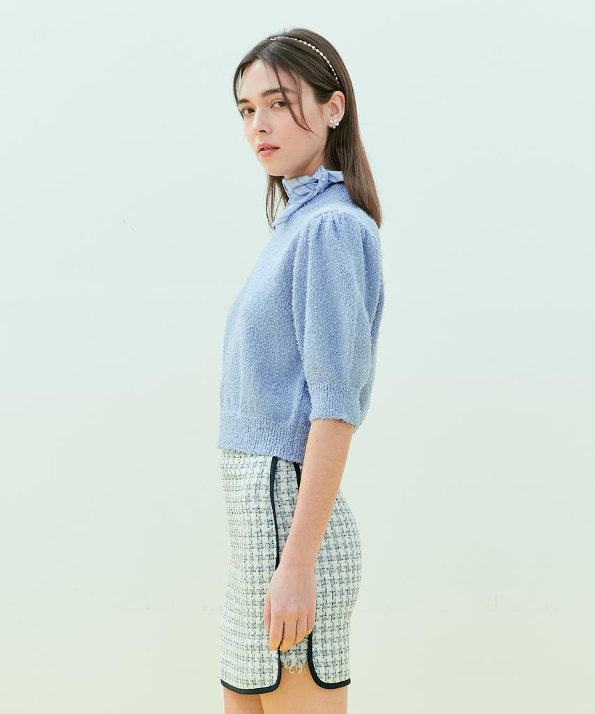 NEAR&DEAR Puff Sleeve Knit Top_Purple