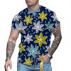 Summer Men Printed T-Shirt Round Collar Fashion Short Sleeve Shirt Tee Top