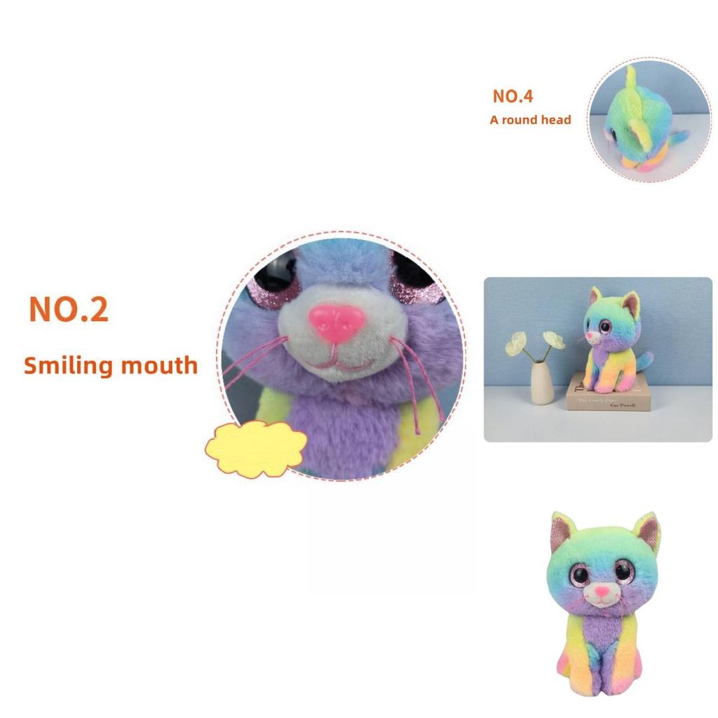 Cassidy Rainbow Cat Plush Toy Colorful And Soft Stuffed Animal For Kids' Birthdays