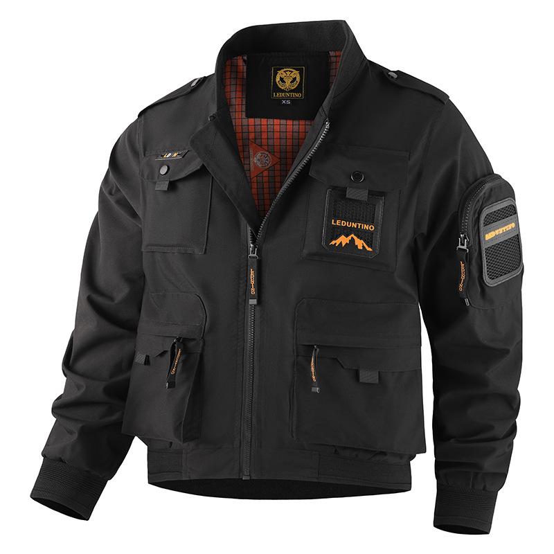 Giacca Militare da Uomo Casual per Esterno Impermeabile con Collo Alto Giubbotti Bomber Cappotto con Tasche Multiple Uomo Zip Frontale Cargo Giacca a Vento da Esercito Capo d'Abbigliamento