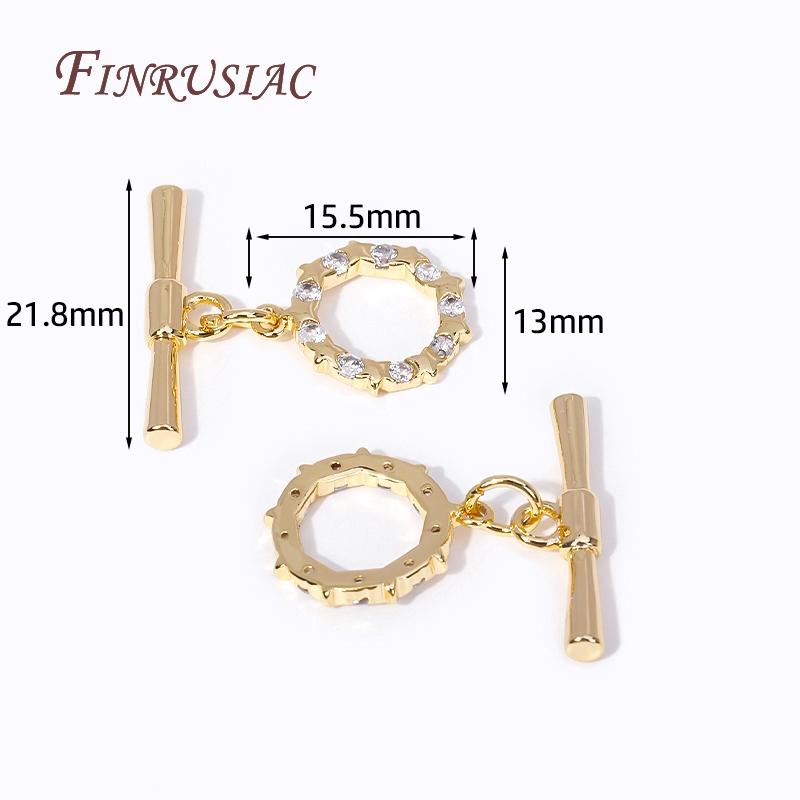 7 Styles Fashion End Beads Toggle Clasps 14k Gold Plated Metal Zircon Round/Heart OT Clasp Lock For DIY Jewelry Making Supplies