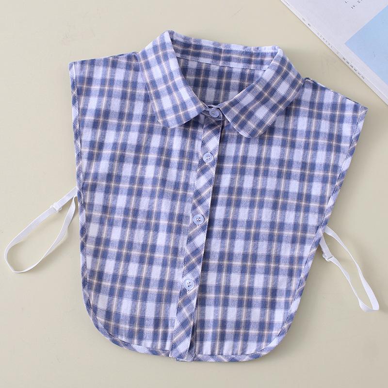 

Круглый вырез, грибковая кромка, синий воротник, поддельный воротник, детский воротник с острыми краями, клетчатый воротник-стойка, хлопок, студент, B547