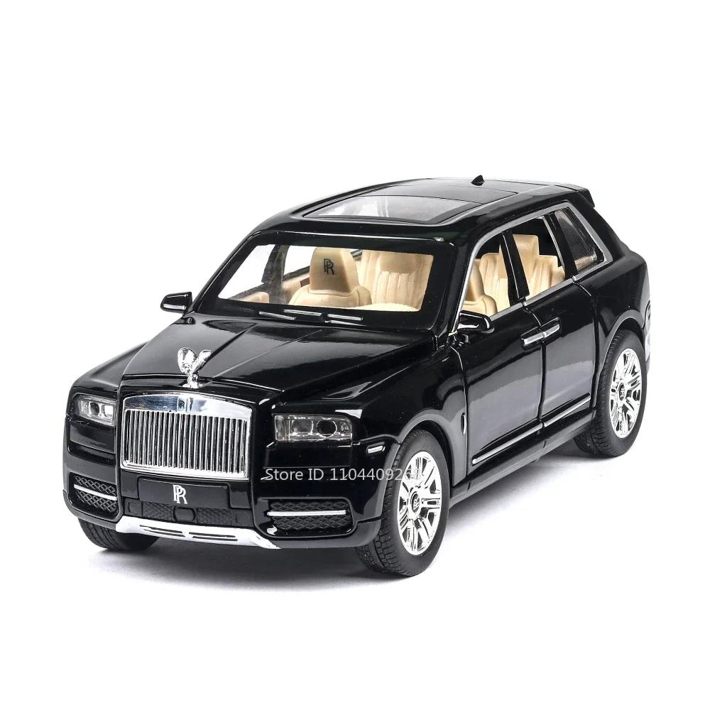 1:24 Rolls Royce Cullinan Phantom Alloy Car Model Toy Simulation SUV Diecast Metal Pull Back Sound Light Collect Hobby Ornaments