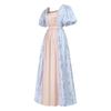 Vintage Regency Floral Tea Gown, Puff Sleeve Empire Waist Victorian Dress for Women, Ideal for Bridgerton Cosplay, Tea Parties and Halloween