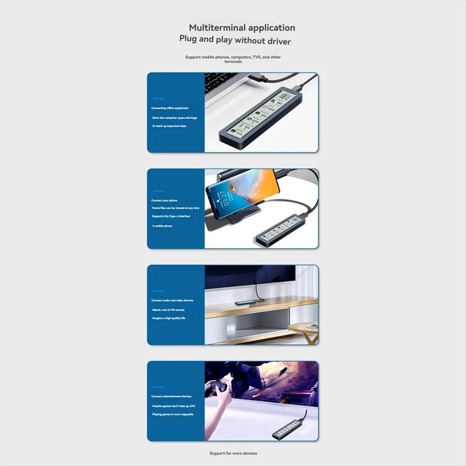 M.2 NVMe SATA SSD Enclosure Dual Protocol Smart SSD Case with Display Screen USB 3.2 Gen 2 10Gbps SSD Adapter for PC NVME PCIE NGFF SATA SSD Disk Box