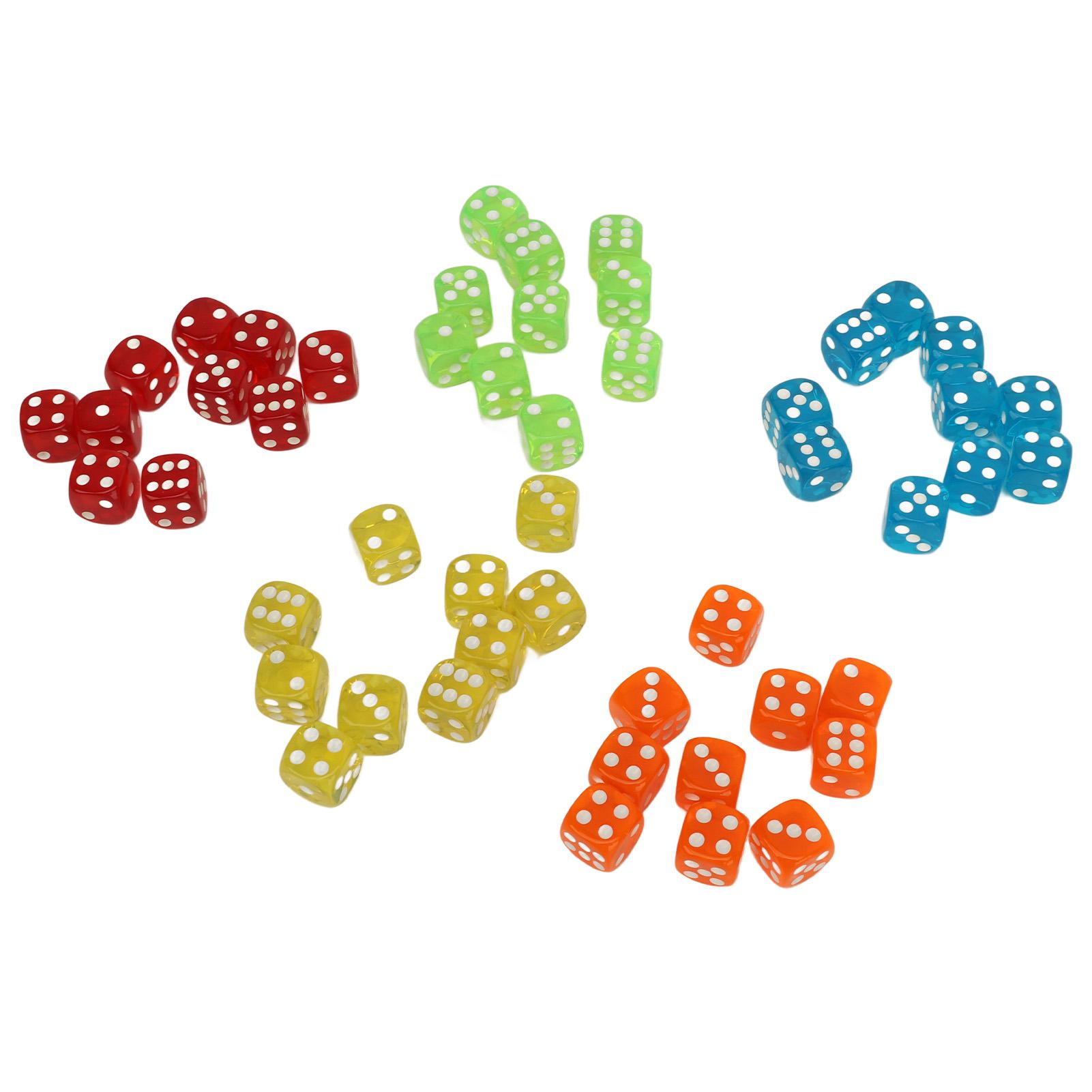 

50Pcs 6 Sided Game Dice Set Round Corner Translucent Dice for Board Games Math Games
