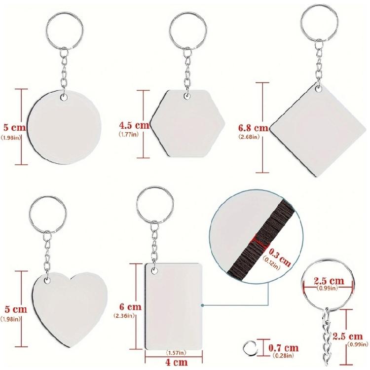 40Pcs Heat Pressed Keychain Blanks Versatile Key Rings for DIY Crafts Supplies