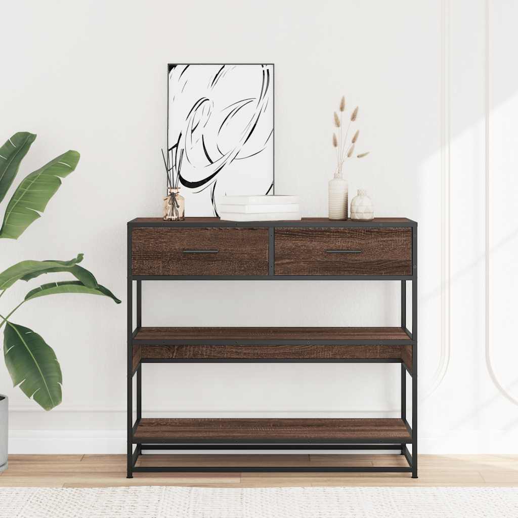 Stolik Konsolowy, Brązowy Dąb, 90X35X80 Cm