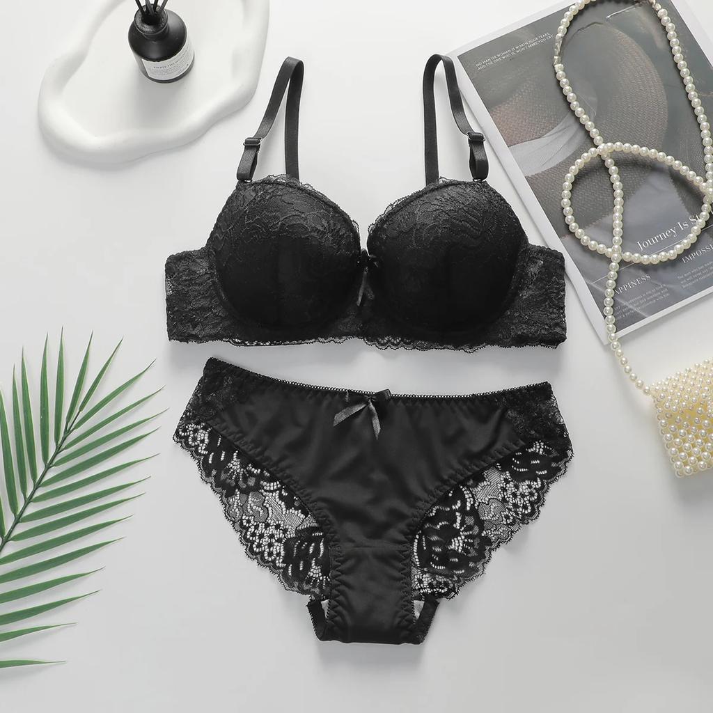 2-teiliges sexy mehrfarbiges Dessous-Set für Damen, Push-Up-Unterwäsche für Damen, Blumen-Unterwäsche-Set