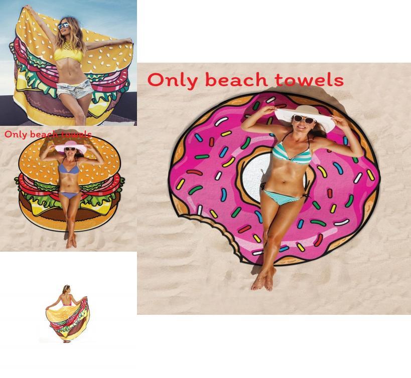 Hamburger Donuts Pizza Design Lustiges Essensmuster Strandtuch Mit Baumwollfutter Für Sommerliche Pooltage