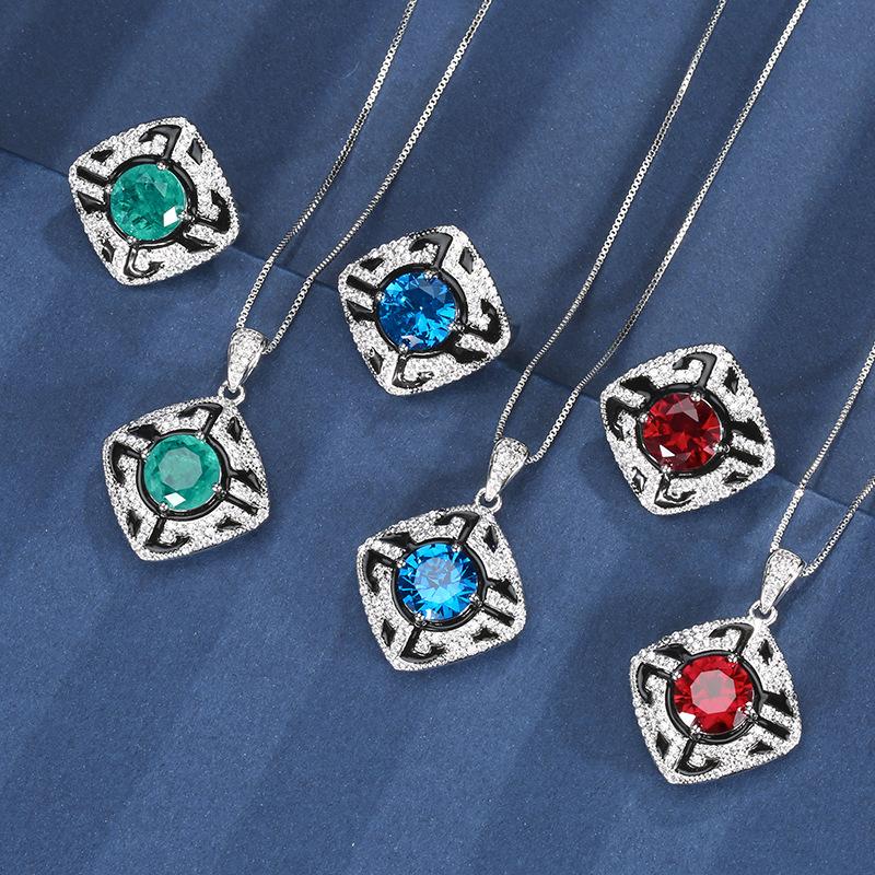 Autumn And Winter Jewelry Copper Bottom Gold-Plated Simulation Red Corundum Round Temperament Light Luxury Suit Female 10Mm