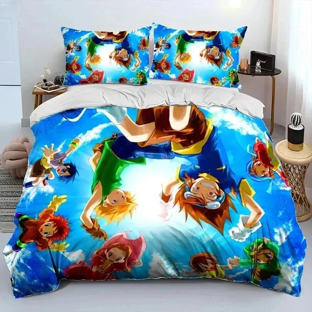 Cartoon Duvet Cover Anime Digimon Adventure Monster Bedding Set Quilt Cover Pillowcase Comforter King Queen Size Boys Adult