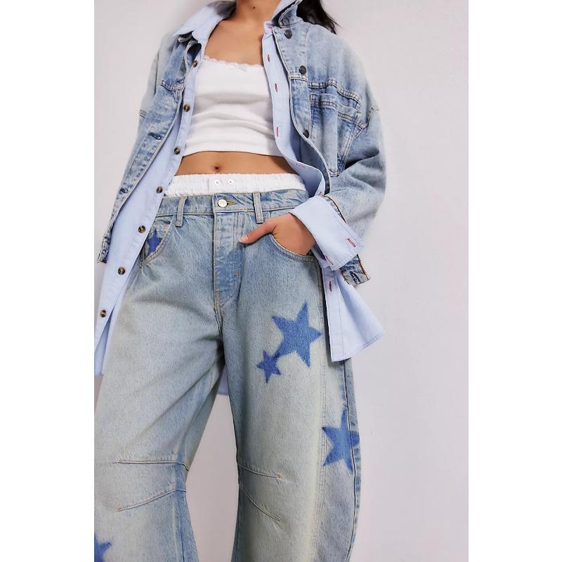 VEZFAA Women's Fashion Casual Flower Pattern Print High Waist Trousers Pants & Capris