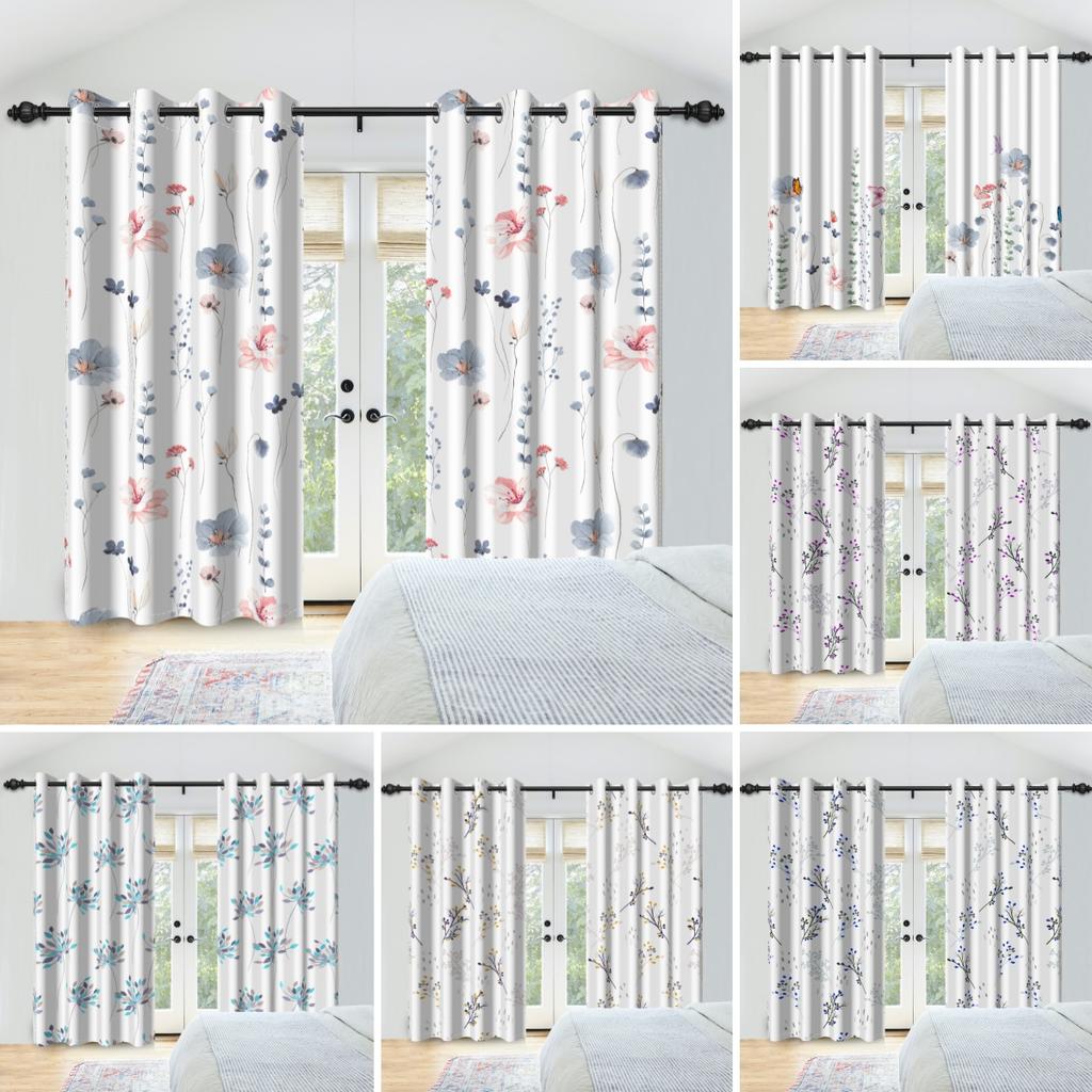 2 Stück/Set Floral- und Blättervorhang Boho Zweig Baum Pflanzenmuster Schlafzimmer Wohnzimmer Dekoration Verdunkelungspolyestervorhänge