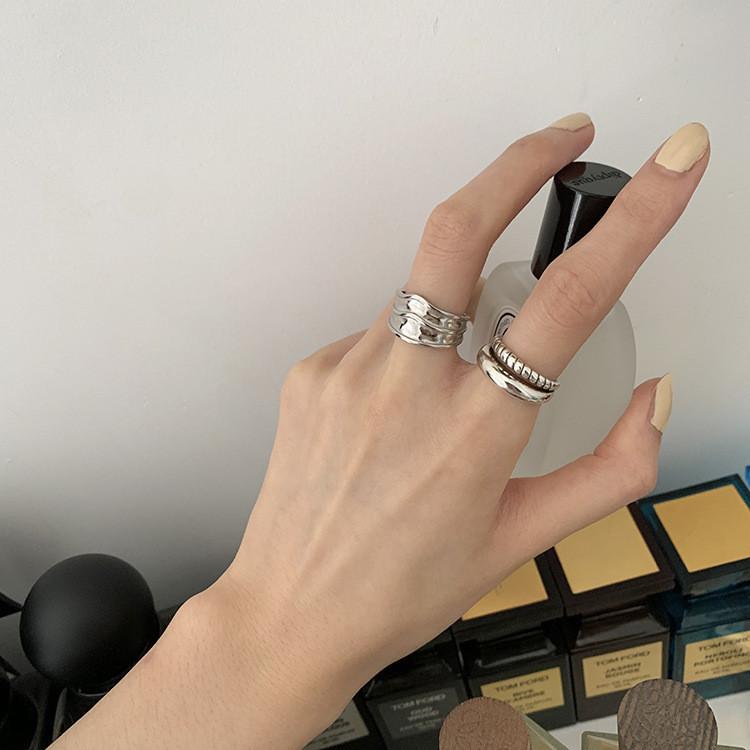 Vintage Inspired Korean 925 Sterling Silver Adjustable Twisted Double Layer Ring