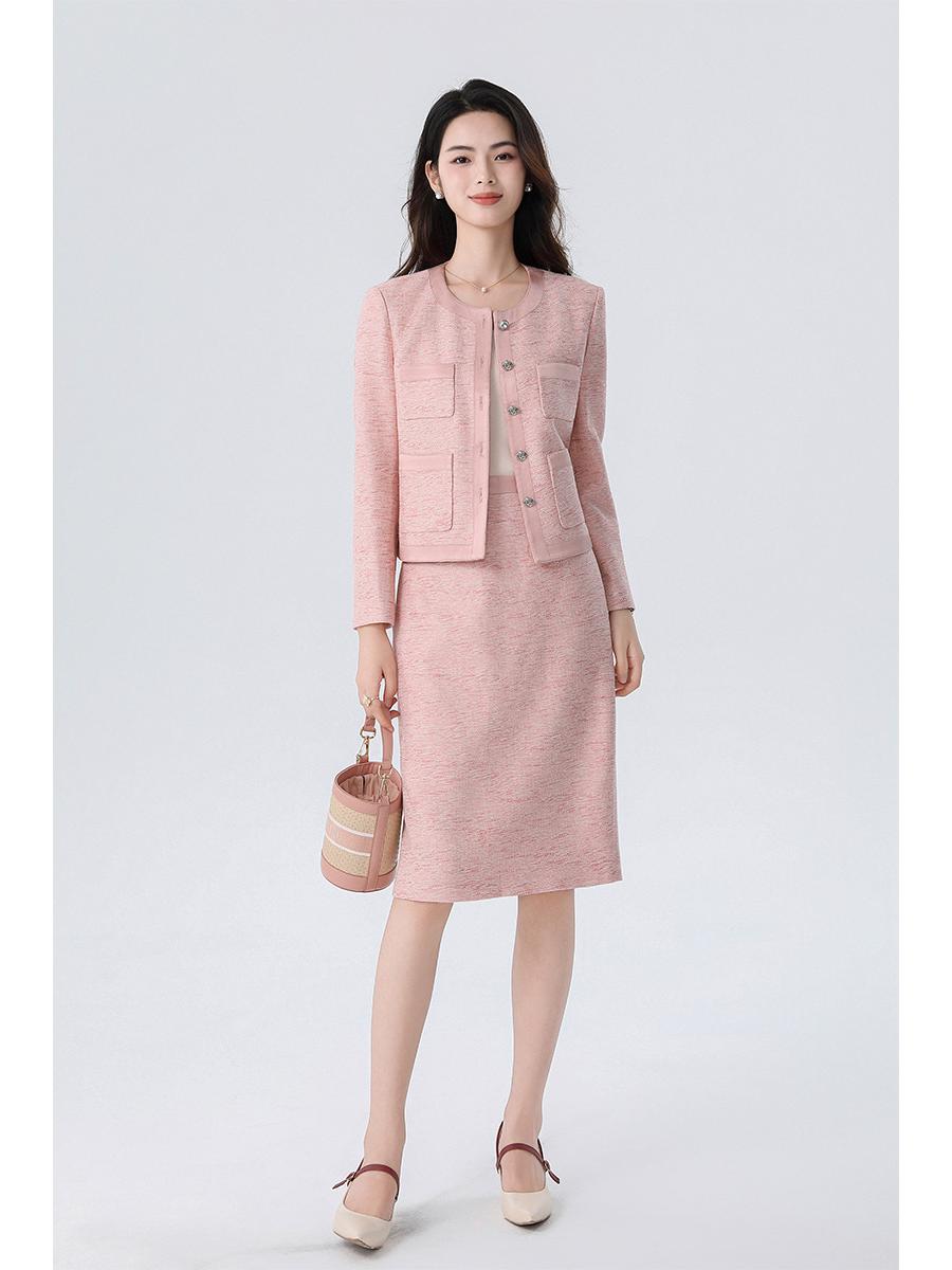 

Элегантный женский розовый костюм юбка и кардиган: Профессиональная одежда осень/зима 2XL