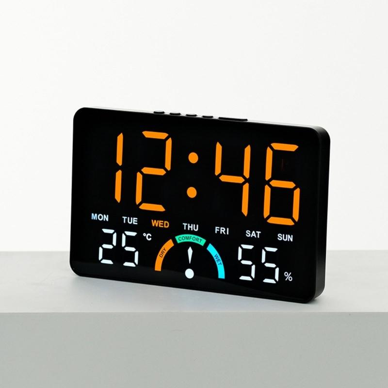 Modern Minimalists Design Electronic Clock Large Screen Display Indoor Thermometers Hygrometer Wall Mountable Tabletop