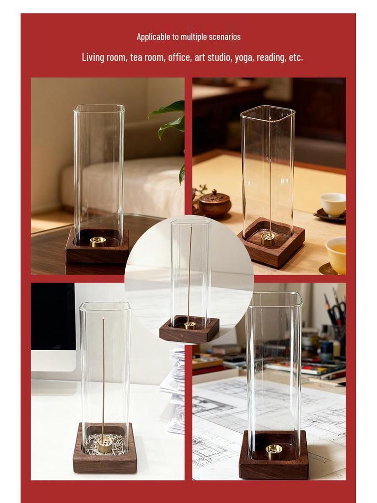 Flame Retardant Yoga Timer Incense Burner and Ash Catcher with Inverted Glass Bottle Design for Fitness Aromatherapy.