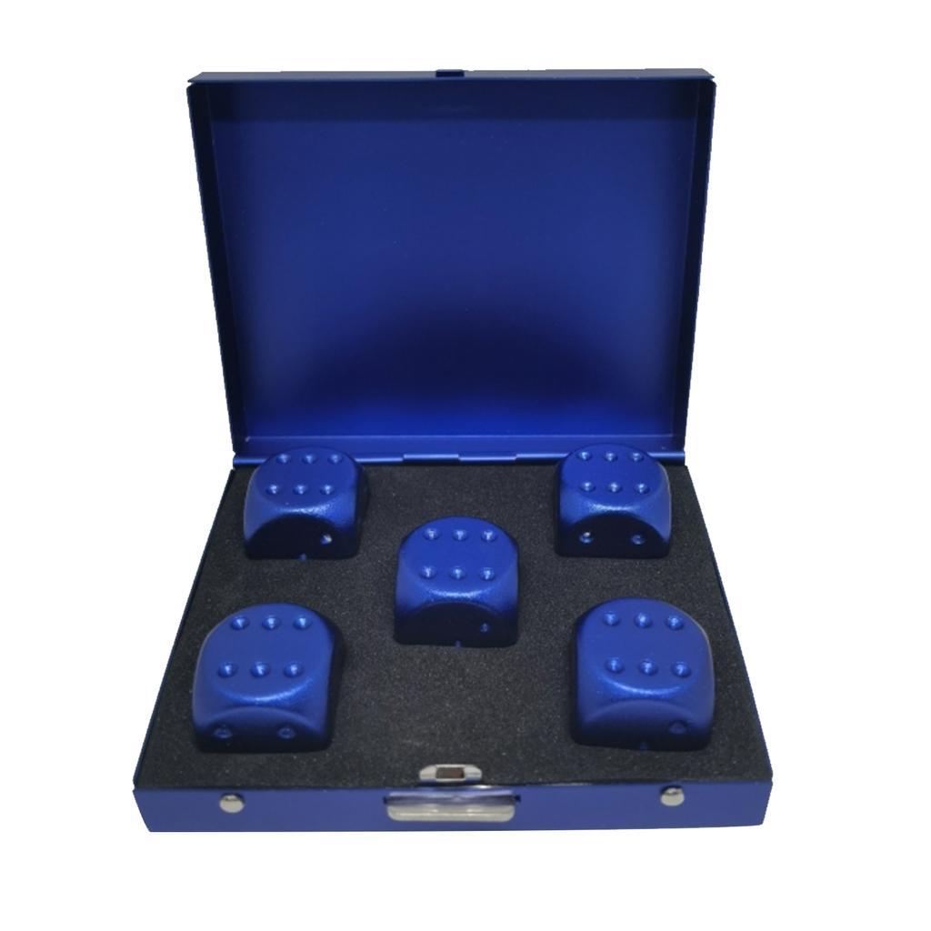 5 Pcs 6 Sided Dice Set with Box for Board Game Silver/Gold/Green/Red/Blue/Purple