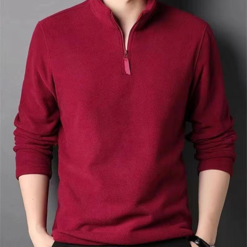 Men's Stand-Up Collar Half-Zip Long Sleeve Pullover for Autumn & Winter