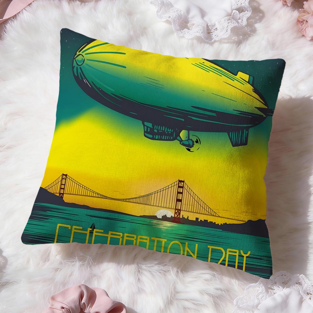 Band L-Led Z-Zeppelin Cushion Cover Premium Comfort Reversible Pillow Cove -Two In One Design For Any Room & Car Interior