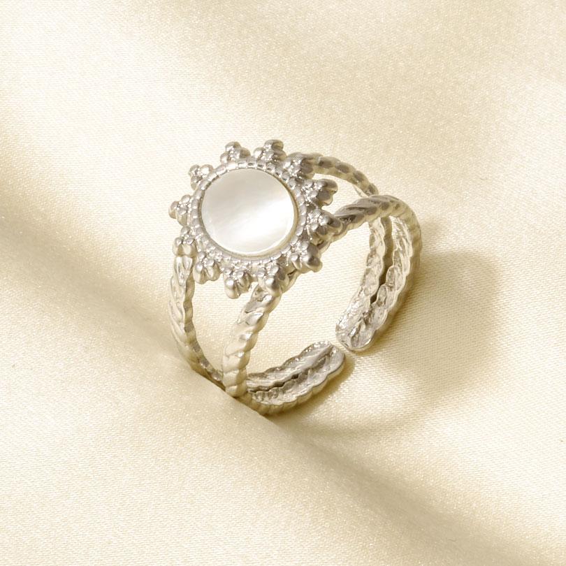 Exquisite White Shell Ring Silver Color Finger Jewelry Stainless Steel Rings For Women Men Accessories Beach Anillos Mujer Gift