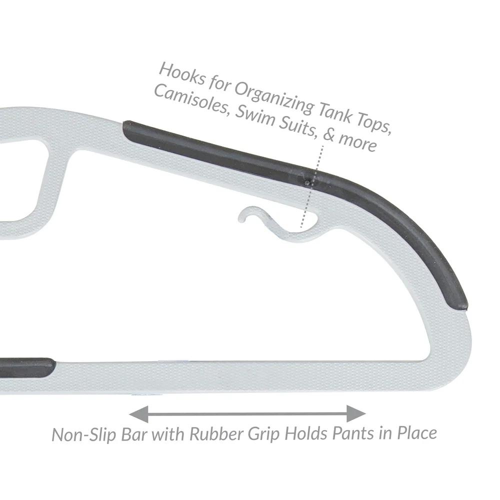 8 Pack S-Shape Non Slip Plastic Shirt Hanger with Tie Bar in White