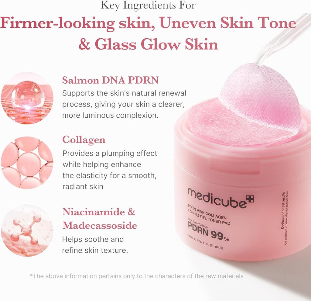 Medicube Salmon DNA PDRN Pink Collagen Jelly Pad (70 Pads / 120ml)