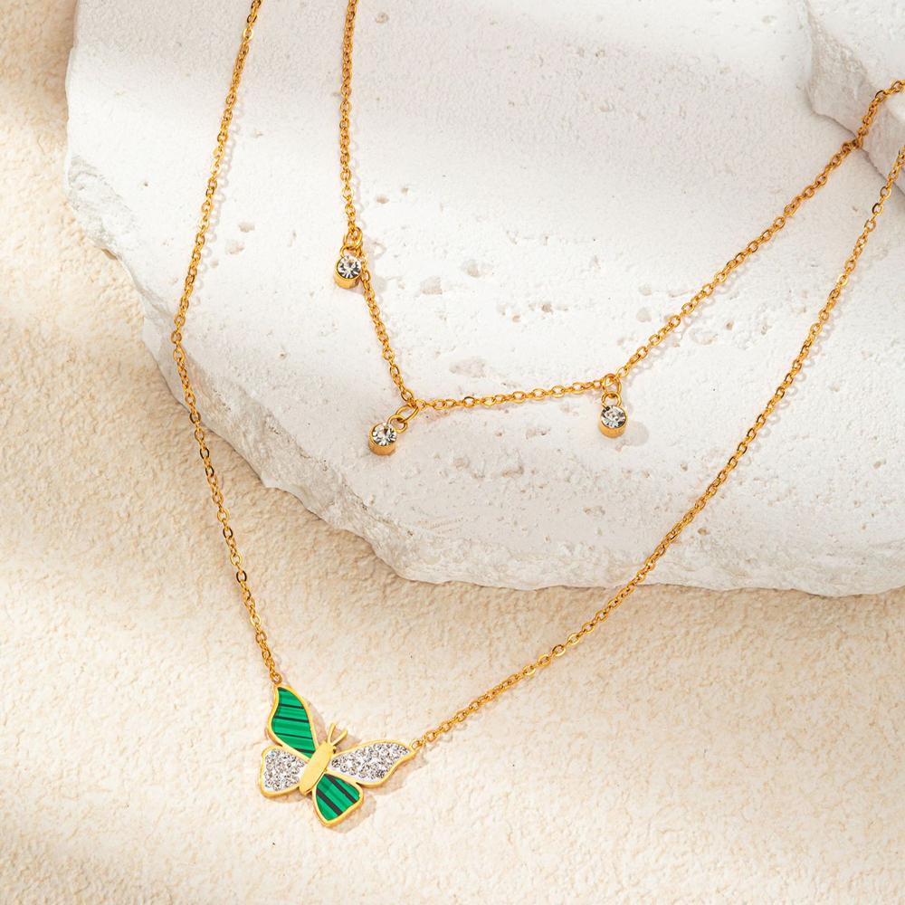 

Премиум, легкая роскошь, двухслойная подвеска в виде бабочки Niche с ожерельем из титановой стали с бриллиантами