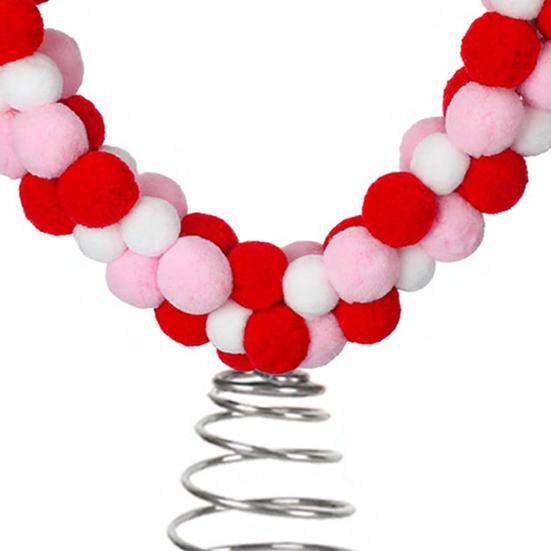 Topo de Árvore Coração Dia dos Namorados Pompons Vermelhos Rosa Brancos Ornamento de Topo de Árvore Amor Coração para Dia dos Namorados Natal Casamento Festa de Aniversário Casa