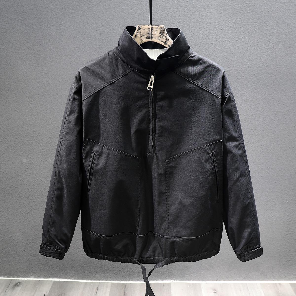 

Apricot Retro Cargo Jacket Fashion Trendy Mens Outerwear Autumn Winter New Style Loose Pullover Jacket Casual Windproof Jacket XXXL чорний
