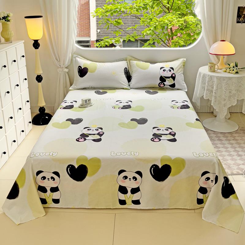 1pc 100% Cotton Bedsheet Cartoon Style Bed Linen Skin-friendly Flat Bed Sheet Adults Kids Sheets Drap De Lit (No Pillowcase)