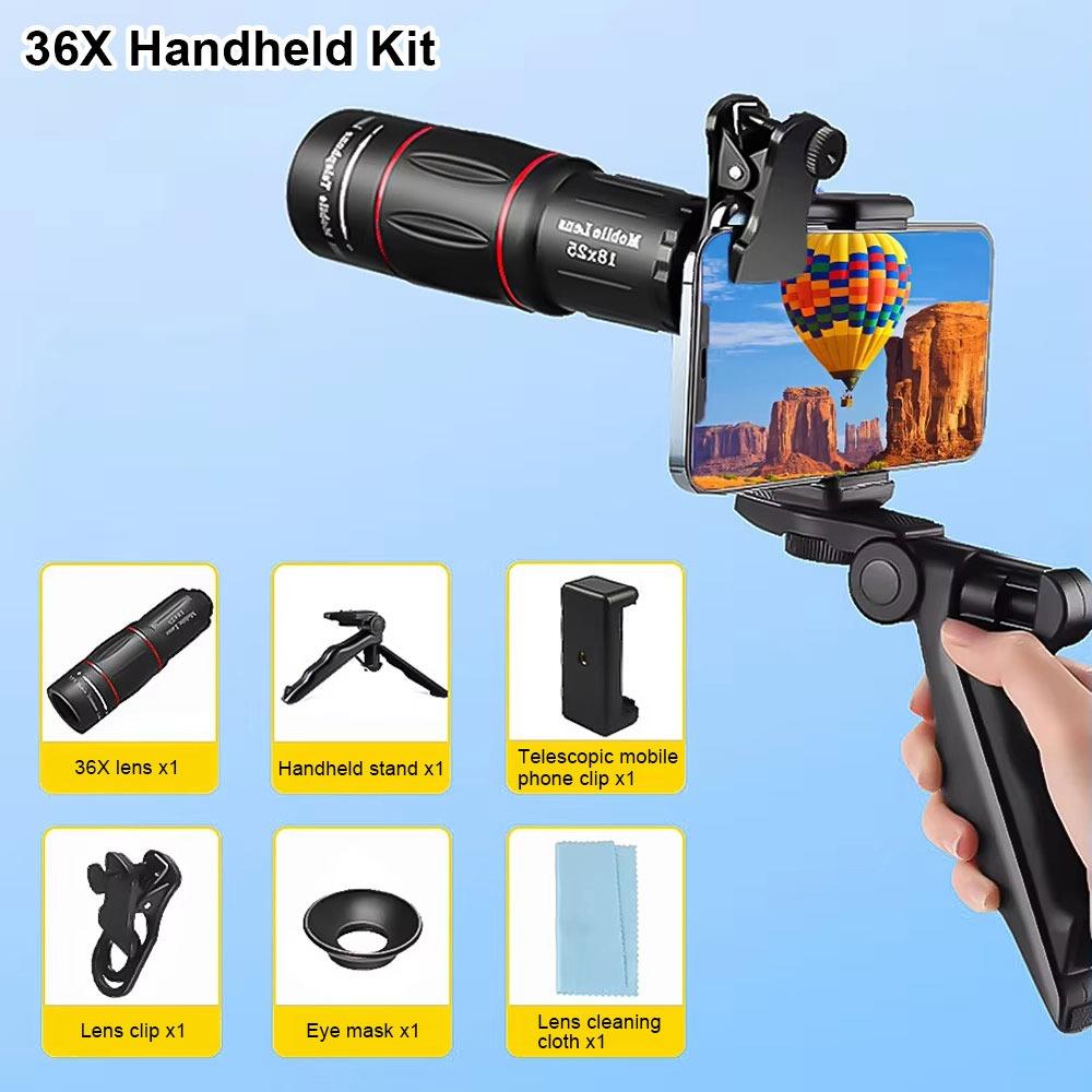 1Set New Clip-On Mobile Phone Camera Lens Zoom 18/28/36X Telephoto Lens Monocular Telescope for Camping Sports