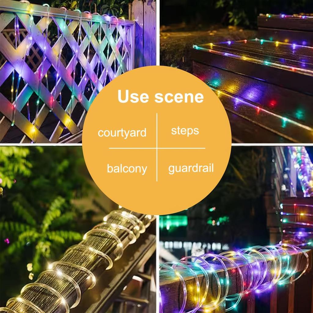 7-32M Solar Rope Light Waterproof Outdoor Solar Powered Fairy Lights 8 Mode Christmas for Garden Yard Holiday Tree Decor Light