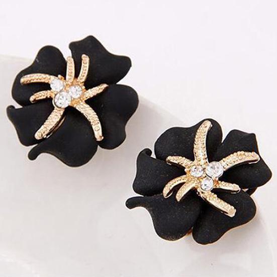 Women's Elegant Flower Starfish Charm Rhinestone Ear Studs Fashion Earrings Gift