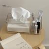 Tissue Dispenser Holder Transparent Visible 2 Compartment Multi-functional Plastic Napkin Organizer Desktop Box Living Room Supplies Case