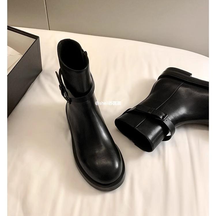 Removable two wear~ ANN buckle with thick sole medium and high boots women's knight boots leather short boots
