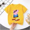 Peppa Pig children's Polyester short-sleeved boys' sports shirt and girls' casual top, 2026 summer T-shirt with cartoon print