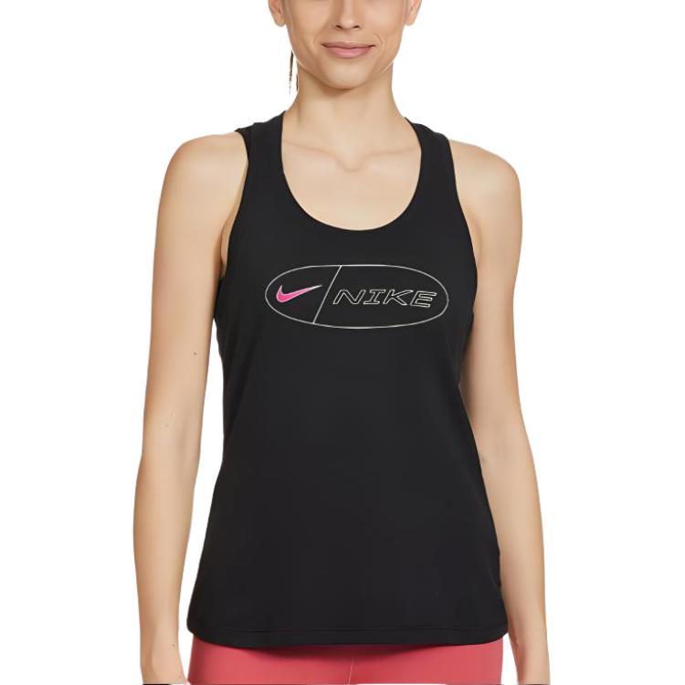 

Nike Letter Print Pullover Round Neck Sleeveless Vest Women Tops Black DN6157-010 L