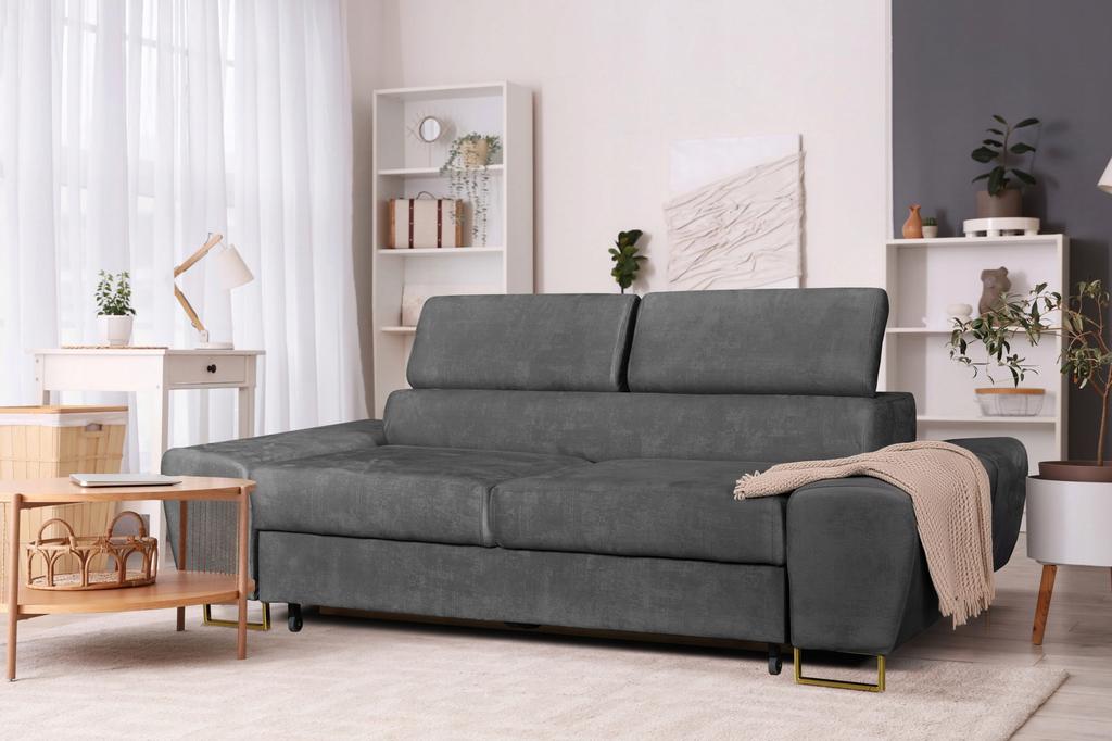 Sofa Couch Bosso Living Room Family Furniture Navy Blue Reg Headrest