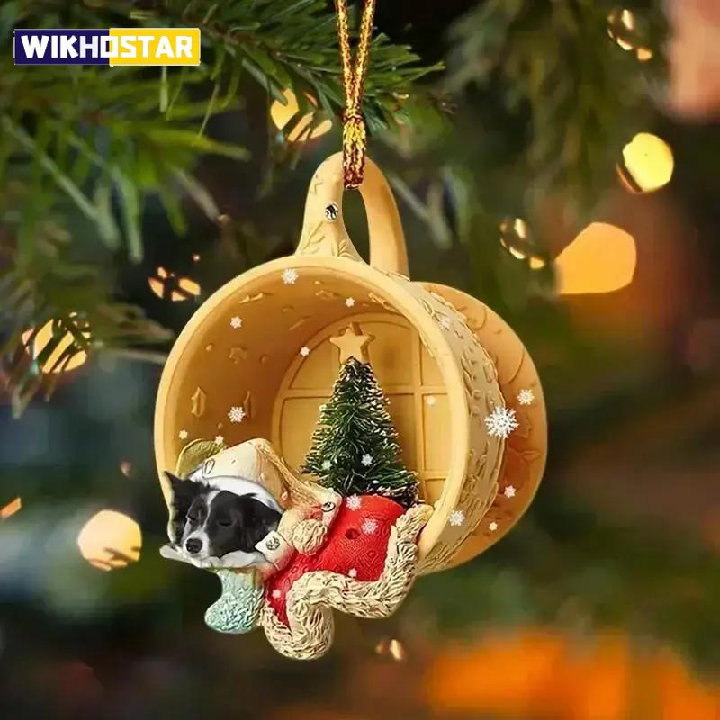 Christmas Tree Pendant Dog Animal Drop Ornament In Snow Pocket Hanging New Year Festive Party Supplies Room Decoration Xmas Gift