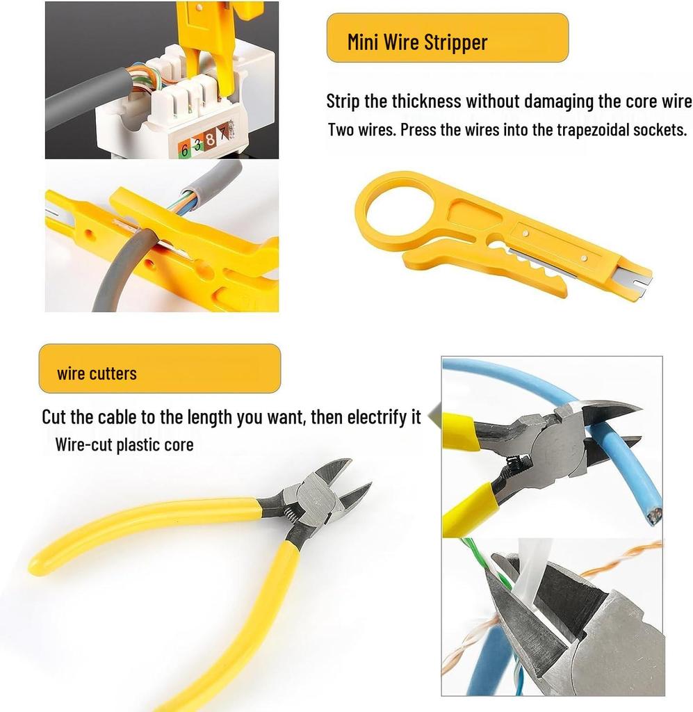 Multifunctional RJ45 Network Cable Crimper & Tester Set for Home Installation