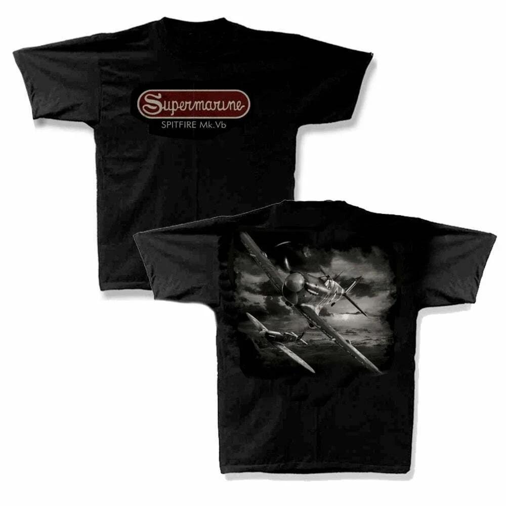 WW2 British Fighter Aircraft Supermarine Spitfire MkVb TShirt 100 Cotton ONeck Short Sleeve Casual Mens Tshirt Size S3XL S