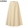 VONDA Women High Zip-up Waist Polka Dots A-Line Long Skirts
