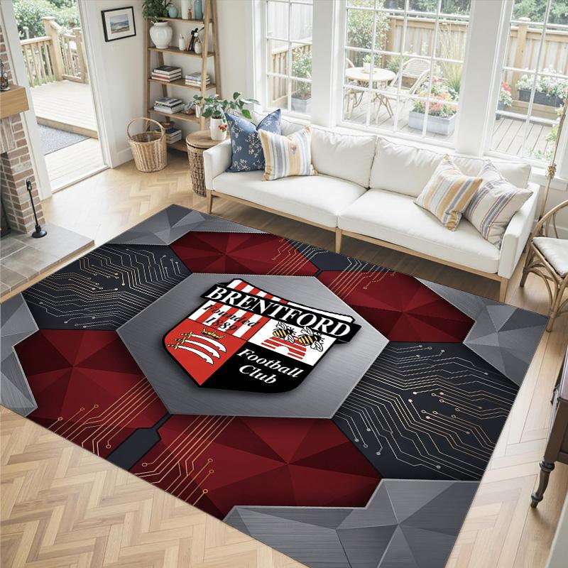 Brentford Football Design Crystal Velvet Carpet Cozy Non?Slip Printed Rug For Bedroom Living Room Entrance
