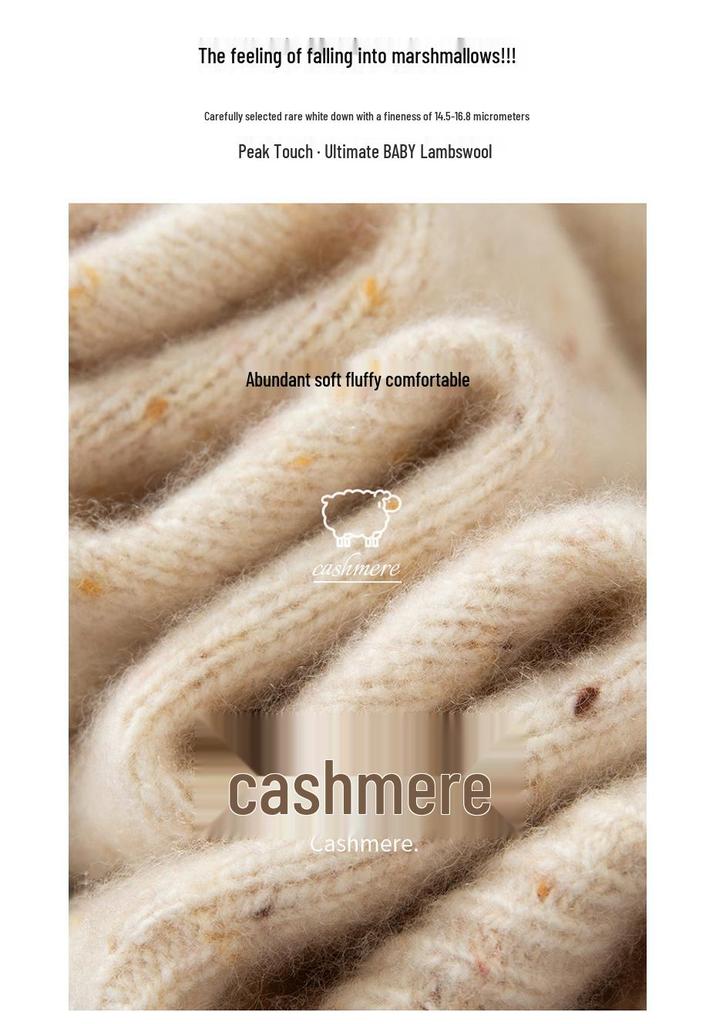 Floral Yarn Women's V-neck Cashmere Sweater - Winter 2026 New Arrival, Elegant Style, Thick Loose Slimming Knitwear.