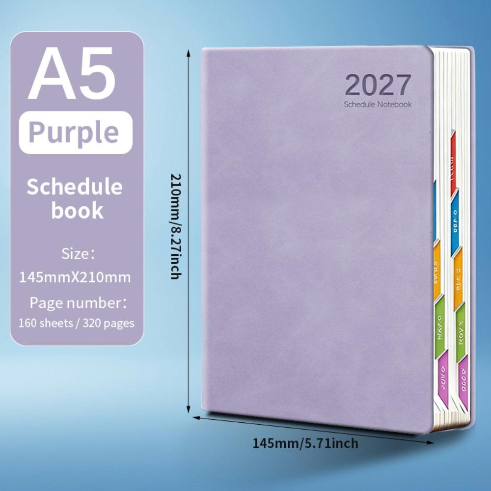 Portable A5 2027 Planner with Monthly & Weekly Plan Pages 365 Days Agenda Book Efficiency Schedule Notebook School Office