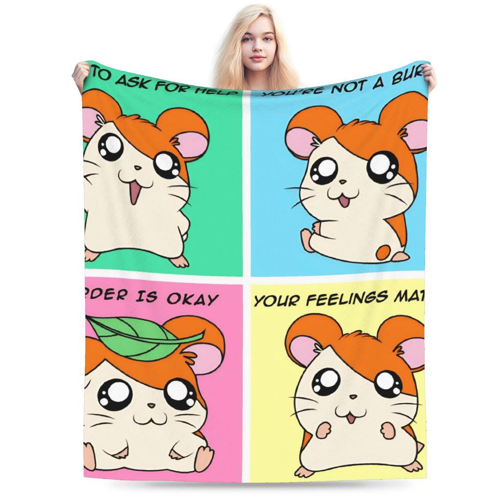 Cute Hamtaro  Warm Soft Blanket  Kids Adult Plush Throw Blanket Comfortable Couch Chair Flannel Bedspread Sofa Bed Cover