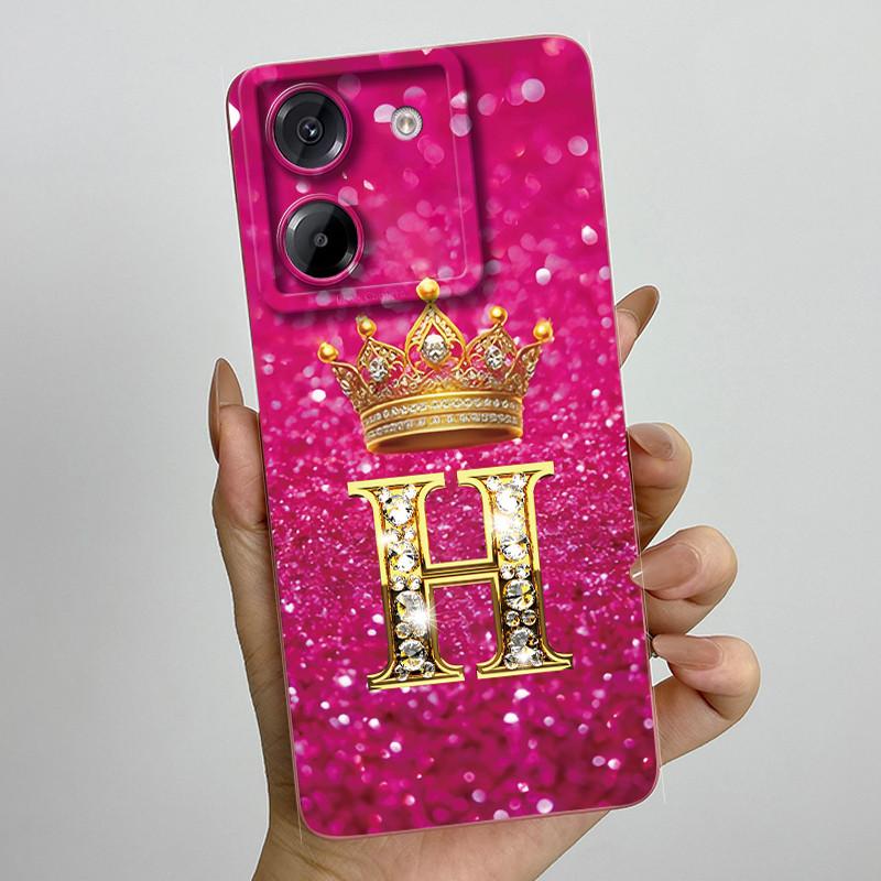For Xiaomi Poco M7 Pro 5G Case Crown Letters Antifouling Non-slip Luxury Cover Couple For xiaomi poco m7pro PocoM7Pro Soft Funda